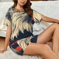 thumbnail image 4 of Pofeuu American Bald Eagle A Print Women's Pajama Set Short/Shorts Soft Button PJs Elastic Drawstring Waist Sleepwear-XX-Large, 4 of 6