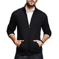 thumbnail image 2 of Suéter de otoño e invierno para hombre, de color sólido, cuello semialto, manga larga, cremallera, corte ajustado, cárdigan de punto, ropa masculina europea y americana, 2 of 5