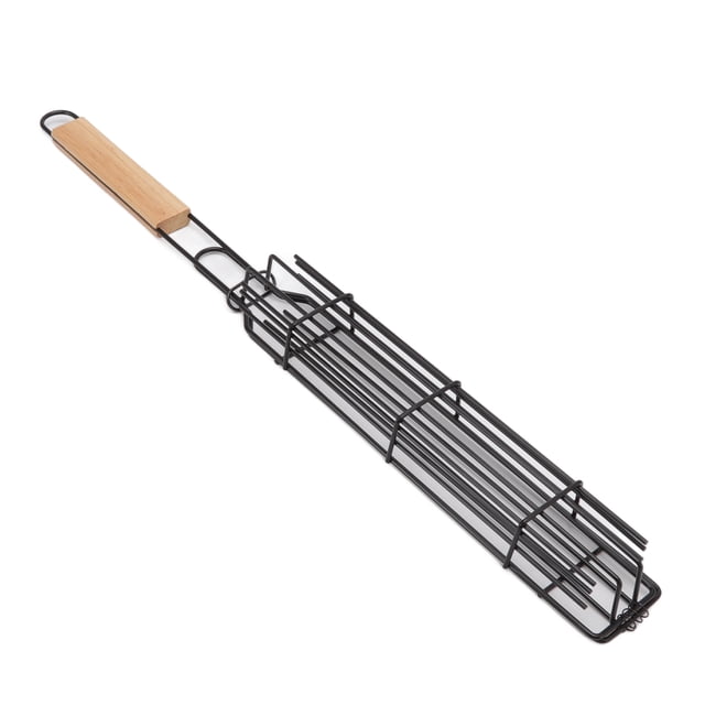 Cestas Para Asar A La Parrilla Kabob, Cesta Para Parrilla De Barbacoa Portátil De Fácil Limpieza Cesta Antiadherente Para Vegetales Para Acampar ANGGREK Color de la madera