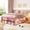 Pink+White, variant on Mintazer Full Platform Bed with Bookshelf and 3 Open Cubbies & Drawer, Wooden Bed Frame with LED Light for Kids Bedroom, Natural & White