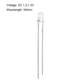 thumbnail image 3 of Uxcell 0.2'' x 37'' DC 1.2V LED IR Emitter Light Emitting Diodes Clear Round Head White 50 Pack, 3 of 4