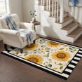 thumbnail image 3 of Area Rugs 3'x5', Sunflowers Carpet Runner Indoor Outdoor Rugs Home Decor Aesthetic, Farmhouse Botanical Floral Leaves Black Stripes Non Slip Mats Washable Accent Rug for Living Room Bedroom, 3 of 8
