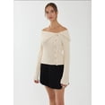 thumbnail image 4 of Off Shoulder Button Detail Sweater, 4 of 6