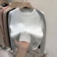 thumbnail image 5 of Suéter de invierno con cuello redondo para mujer, tops de punto suaves y gruesos y ajustados, jersey de manga larga de terciopelo, jerseys casuales cálidos Malhas, 5 of 5
