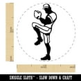 thumbnail image 2 of Baseball Softball Pitcher Winding Up Self-Inking Rubber Stamp Ink Stamper - Green Ink - Medium 1 Inch, 2 of 7