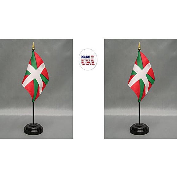 Baque Lands Desk Flag Set; Two 4x6 inch American Made Table Flags with Two Bases