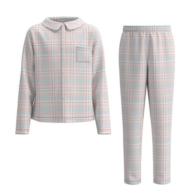 Pijama Secret Treasures para Niña de Saco con Botones Estampado de Cuadros