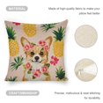 thumbnail image 4 of dog pineapple flower linen toss pillowcase decoration pillowcase gifting preferred 18x18 inch cushion cover sofa pillowcase sofa bedroom living room car, 4 of 8