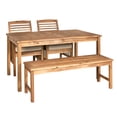 thumbnail image 3 of Walker Edison Solid Wood 4-Piece Outdoor Patio Dining Set, Brown, 3 of 6