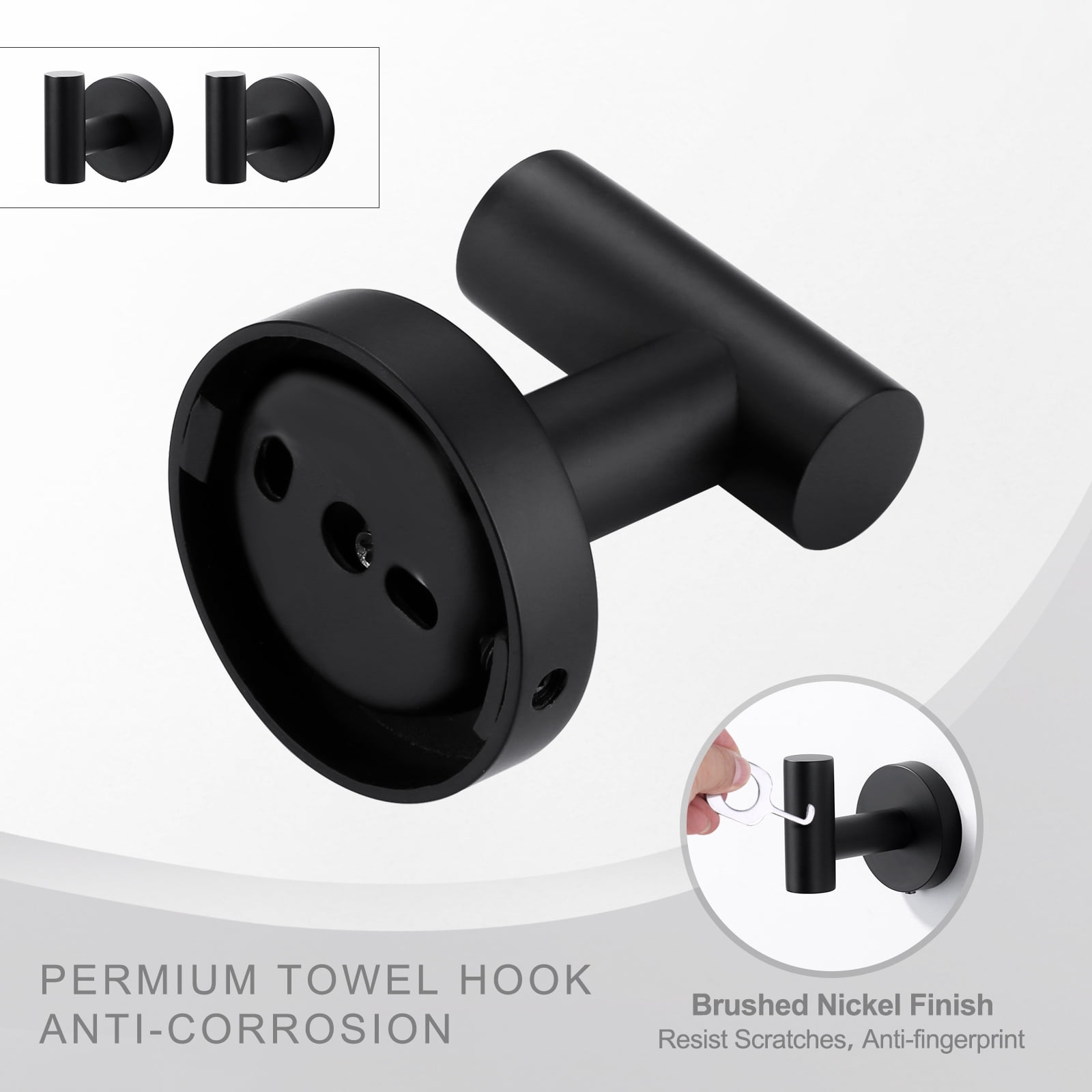 Stainless Steel J-Hook Robe/Towel Hook in Matte Black