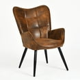 thumbnail image 5 of Homy Casa Mid-Century Desk Chair with Wingback & Armrests Home Office Meeting Room, Suede Brown, 5 of 6
