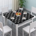 thumbnail image 3 of Black Cat Head Pattern Square Fitted Tablecloth with Elastic Edge,Square Table Cover,Washable Elastic Table Cover for Home Kitchen Party Decor 34"x34", 3 of 6