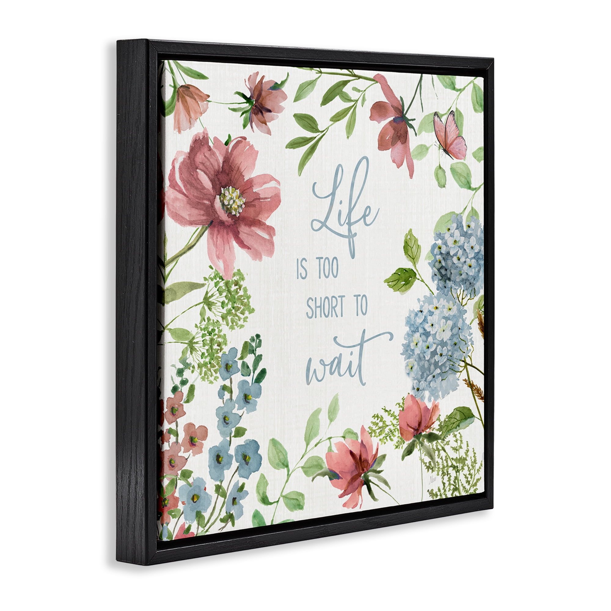 Stupell Industries Too Short To Wait Black Framed Floater Canvas Wall Art, design by Nan