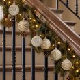 thumbnail image 4 of Vintage Christmas Ball Ornaments Set of 12, 8 cm Painted Embossed Baubles, Shaped Xmas Hanging Decorations for Tree and Wreath - White and Sage, 4 of 6