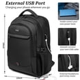 thumbnail image 2 of Mochila DUSLANG para portátil de viaje de 17 pulgadas con puerto USB, negra, 2 of 9