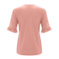 thumbnail image 7 of Blouses For Women Short Sleeve Casual Ruffle Plain Round Neck Loose Fit Tee Elegant T-Shirts, 7 of 7