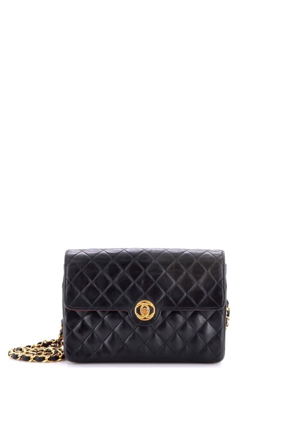 Pre-Owned Vintage CC Chain Flap Bag Quilted Lambskin Small By Rebag