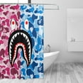 Bape Shark Camo Shower Curtain Sets, Funny Bathroom Shower Curtains