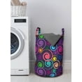 thumbnail image 3 of Modern Laundry Bag, Colorful Geometric Spiraling Circles Round Marine Digital Shells Creative Modern, Basket with Handles Drawstring Closure for Laundromats, 13" x 19", Multicolor, by Ambesonne, 3 of 4