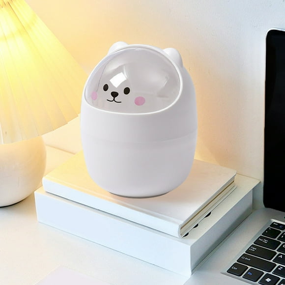 Papelera pequeña de escritorio con tapa, ideal para mesita de noche, escritorio de oficina y baño, compacta para el hogar y dormitorios, 1 unidad Aestivo | Blanco | AESTIVO