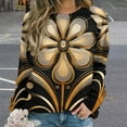 thumbnail image 2 of Abstract Flowers Women's Floral Printed Sweatshirt Long Sleeve Crewneck Casual Loose Vintage Graphic Pullover Tops, 2 of 7