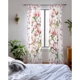 thumbnail image 3 of Spring Floral Sheer Curtains 84 Inch Length 2 Panels Set for Living Room/Bedroom, Retro Pink Orchid Flowers Leaves Botanical Kitchen Curtains Grommet Semi-Sheer Curtains Window Treatments 42"x84"x2, 3 of 7