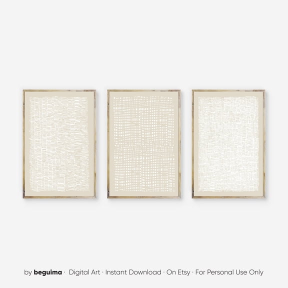 Abstract Wall Art Art Beige Creme White Neutral Modern Living Room Set 3 Unframed Paper Print 8x12