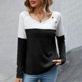 thumbnail image 2 of Kaemgyyd Shirt for Women Fall Fashion Clothing Long Sleeve Tops for Women Casual Loose Color Block Basic Tee with Button, 2 of 7
