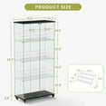 thumbnail image 4 of 4 Tier Glass Display Cabinet, Double Door Glass Cabinet with Two Locks, Floor Standing Storage Cabinet with 6 Acrylic Shelves for Living Room, Bedroom and Office, Black, 4 of 9