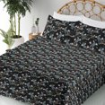 thumbnail image 3 of Ambesonne Exotic Fitted & Flat Sheet with Sham 3 Pcs Set, Peacock Bird Bohemian Art, Twin, Black Coral and Teal, 3 of 5