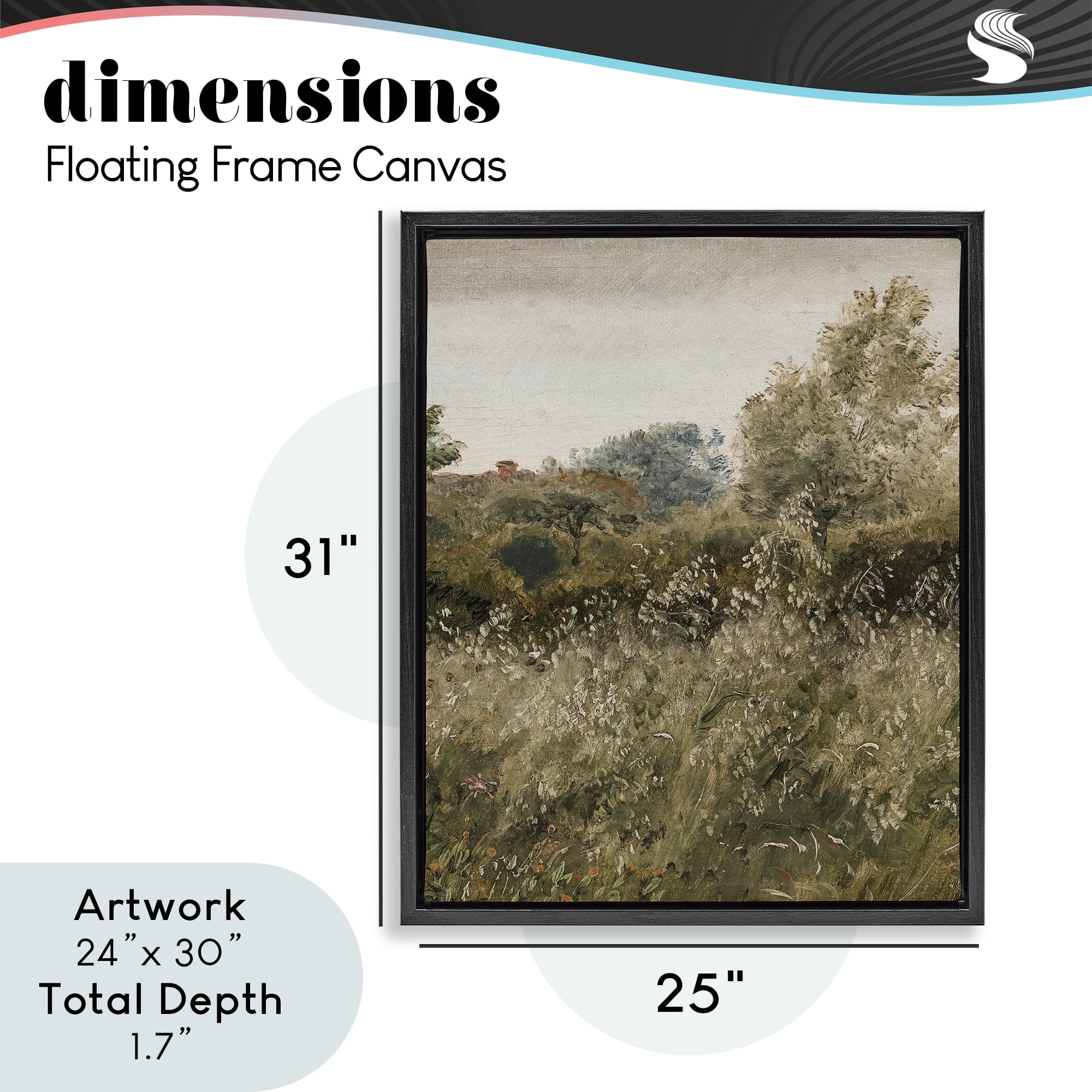 Thicket in Countryside Black Framed Floater Canvas Wall Art, design by Lettered and Lined