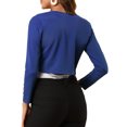 thumbnail image 3 of MODA NOVA Junior's Solid Curved Hem Long Sleeves Crop Shrug Cardigan, 3 of 7