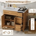 thumbnail image 3 of 36" Wood Bathroom Vanity with Ceramic Sink, Solid Wood Frame, 2 Soft-Close Doors & 3 Drawers, Adjustable Shelf, Gold Handles, Modern Storage for Small Bathrooms, 3 of 10