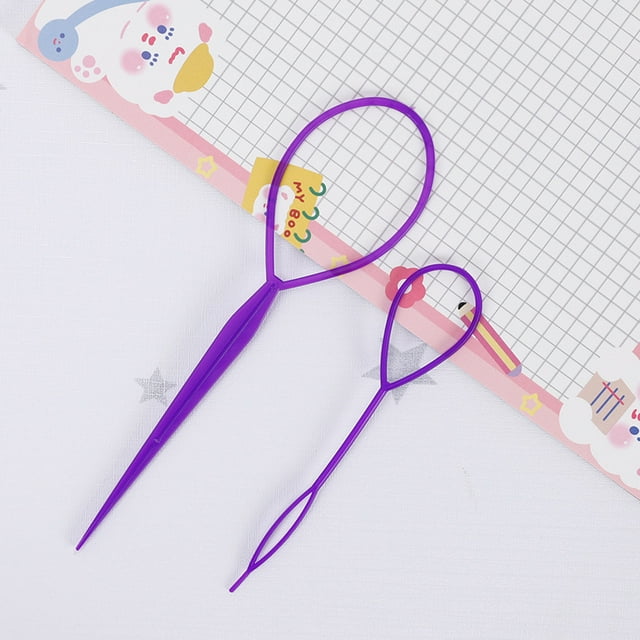 1 Pair Hair Tail Tools, Hair Braid Accessories Ponytail Maker,French Braid Tool Loop for Hair Styling, 2pcs, 1 Color