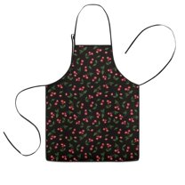 Black Christmas Cherry Pattern Kids Aprons for Girls and Boys,Adjustable Neck Strap Toddler Aprons for Kids Cooking Baking