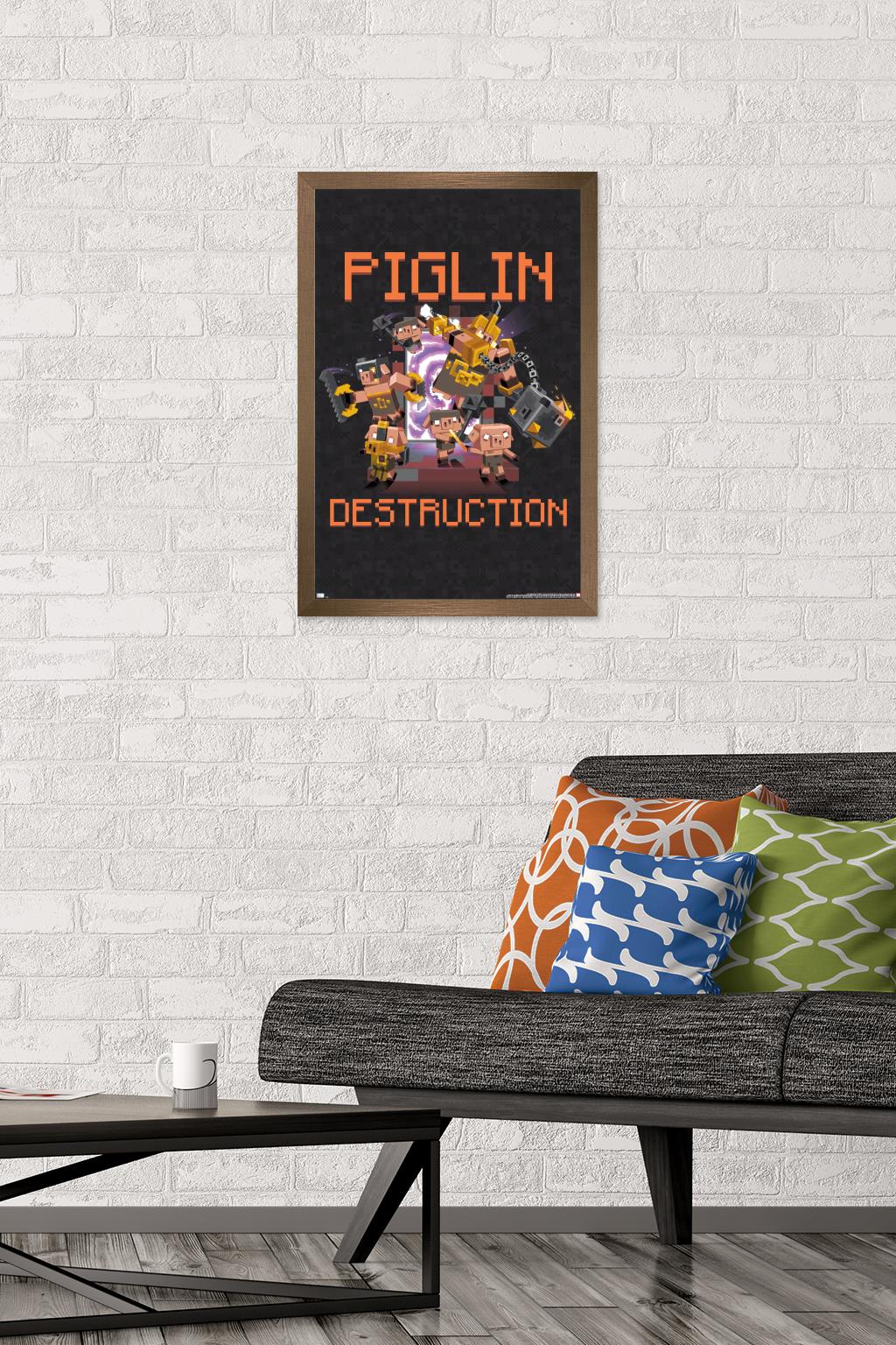 Minecraft: Legends - Piglin Destruction Wall Poster, 14.725" x 22.375" Framed