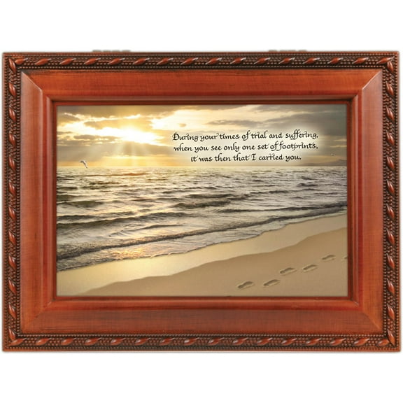 Footprints In The Sand Woodgrain Inspirational Cottage Garden Traditional Mus...