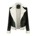 thumbnail image 5 of QATAINLAV Womens Faux Shearling Moto Jacket Fashion Leather Motorcycle Jackets Fall Winetr Long Sleeve Fleece Lined Coat, Black, XXL, 5 of 10