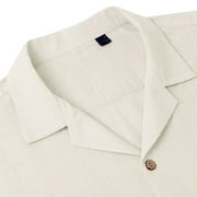 sogami Men's Linen Shirts Short Sleeve Hawaiian Button down Shirt with Pocket