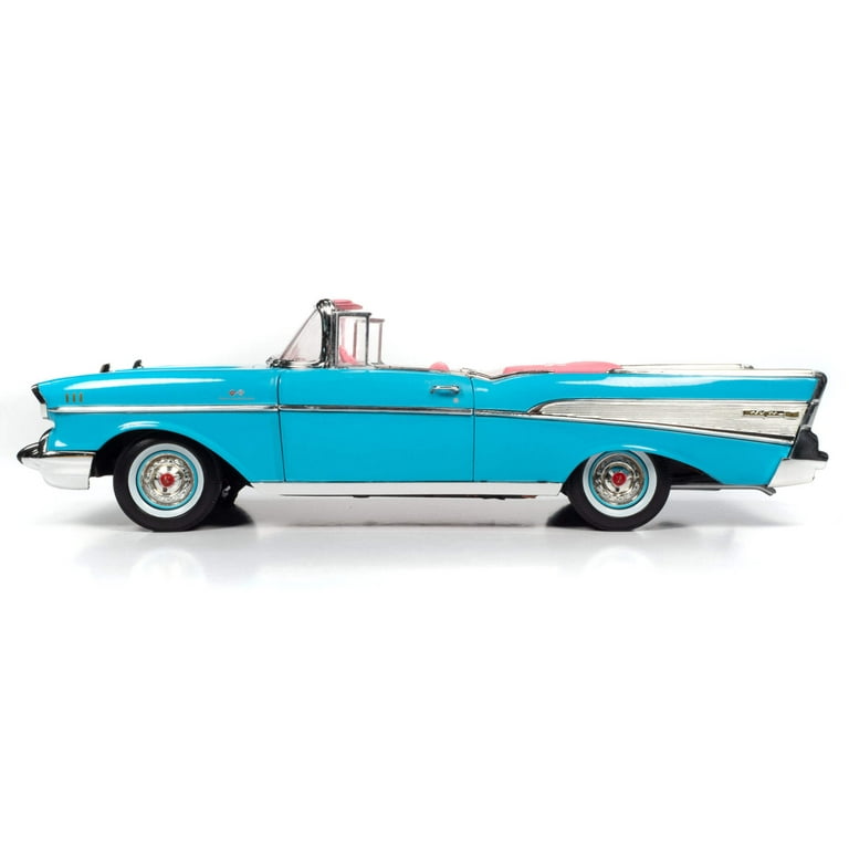 Barbie 1957 Chevy Bel Air Convertible Aqua Blue 1 18 Scale Die Cast Car Silver Screen Machines Opening Doors Walmart