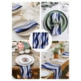 thumbnail image 3 of Navy Blue Striped Ombre Cloth Napkins Set of 4 Reusable Dinner Napkins, Modern Blue Moire Geometric Cocktail Napkin Washable Table Napkins for Wedding/Holiday Party/Baby Shower 20"x20", 3 of 7
