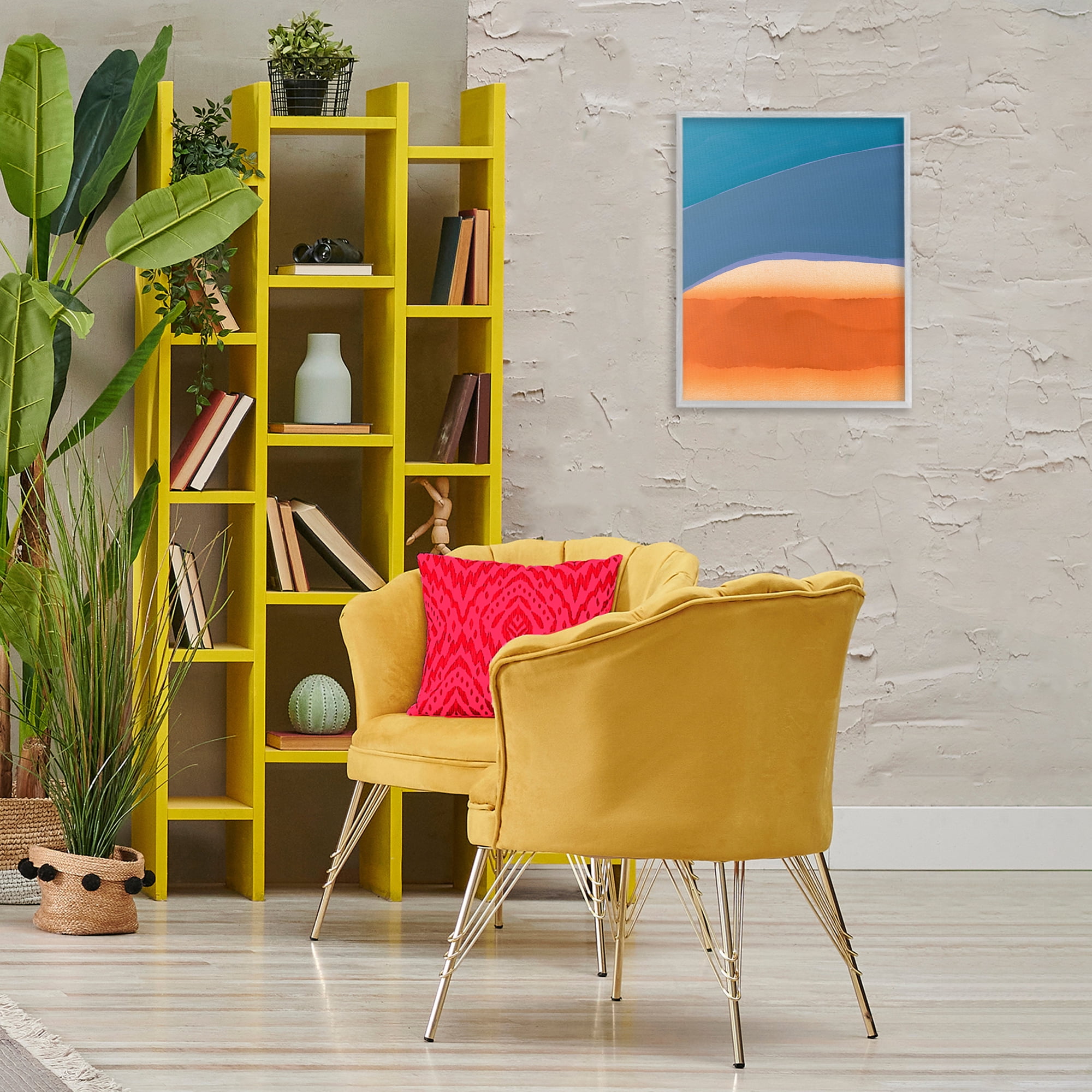 Stupell Industries Modern Desert Sunrise Abstract Painting Gray Framed Art Print Wall Art, 16 x 20