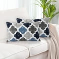 thumbnail image 1 of Shininglove Lumbar Throw Pillow Covers 12x20 Pillow Cases for Home Decor, 12"x20" Set of 2, Dark Blue, 1 of 7