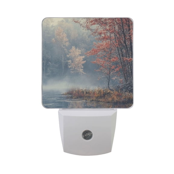 Misty Morning in Forest Night Light 2 Pack LED Nightlight Plug into Wall Dusk to Dawn Sensor Soft White