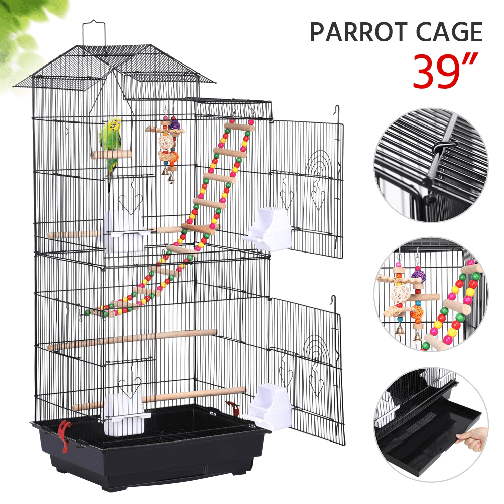 Yaheetech 39"H Parrot Cage Metal Birdcage Cockatiel Cage with Toys for Small Birds