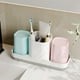thumbnail image 5 of Organizador de baño | Portacepillos y pasta de dientes con orificios de drenaje | Portavasos de plástico blanco para fregadero, ideal para tazas y artículos de aseo, 5 of 6