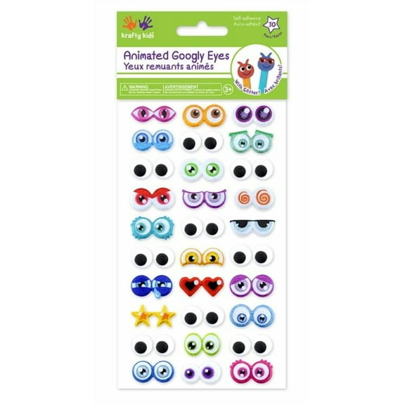 Glitter Googly Eyes Adhesive Sticker Kids Crafts - 30 Sets