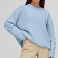 thumbnail image 2 of FAIWAD Women's Knit Ribbed Sweater Round Neck Drop Shoulder Casual Loose Pullover Sweater, 2 of 4