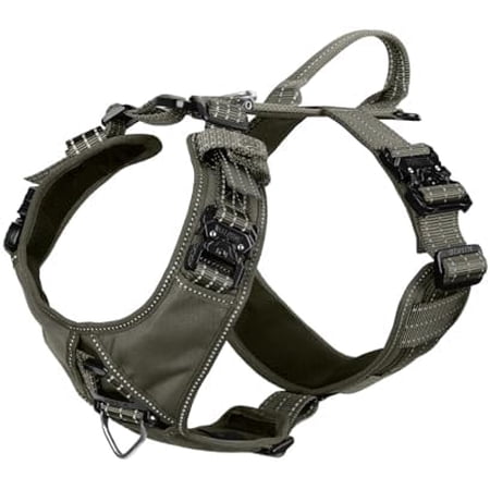 Dog Strap Harness with 4 x Metal Buckles for Medium Sized Dog K9 Vest Y-Shape Chest Adjustable Pet Harness No-Pull Front Leash Clip (Medium (Pack of 1) Green)