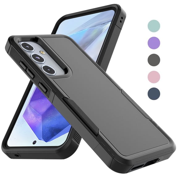 Takfox Shockproof Hard Plastic & Rubber Hard Shell Cell Phone Case for Galaxy A35/A55 5G, Black